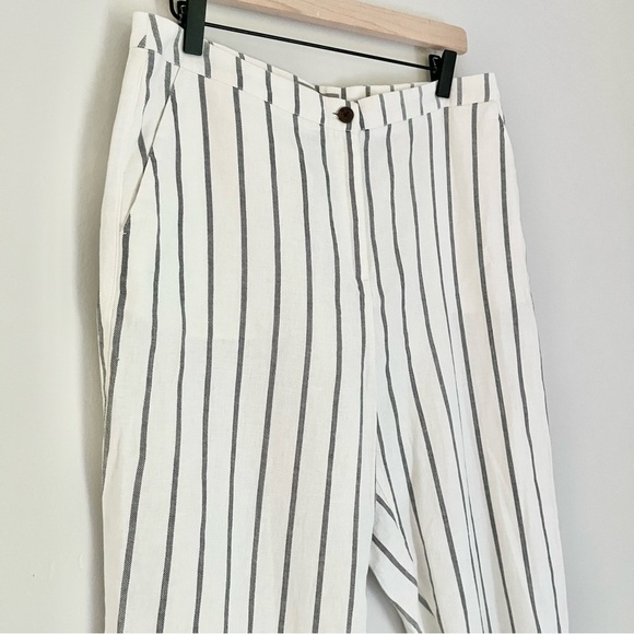 NWT ASOS‎ Linen Blend Striped Pants White Black Women’s Size 8 - Picture 3 of 9